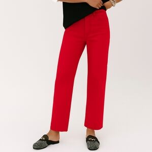 Agolde Red Straight Leg High Rise Crop Jean Button Fly 100% Cotton Size 31